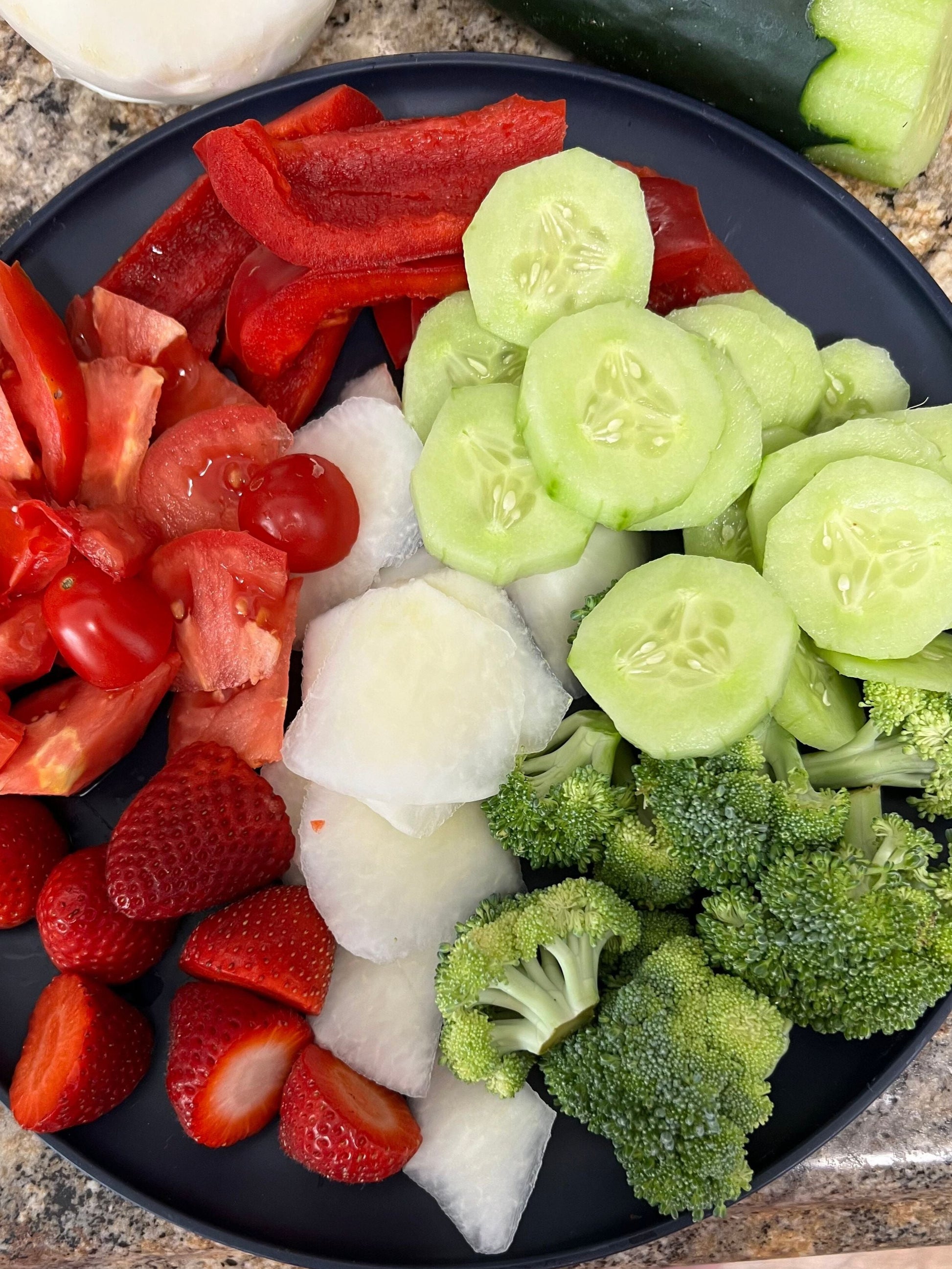 veggie plate grown in Verti-Gro towers with hydroponic fertilizer