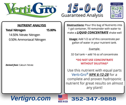 15-0-0 Calcium Nitrate Label with Instructions