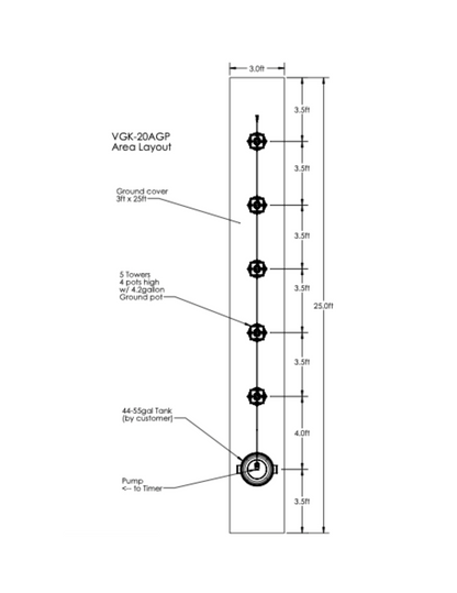 VGK-20AGP 5-tower vertical garden overhead drawing 